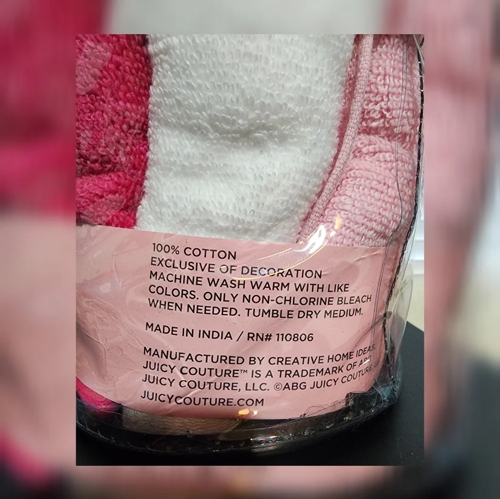 Juicy Couture Home Set of 6 Cotton Washcloths New!